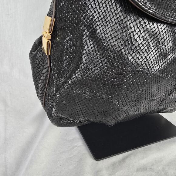 Vince Camuto Shoulder Bag Black Exotic Leather - Picture 13 of 16